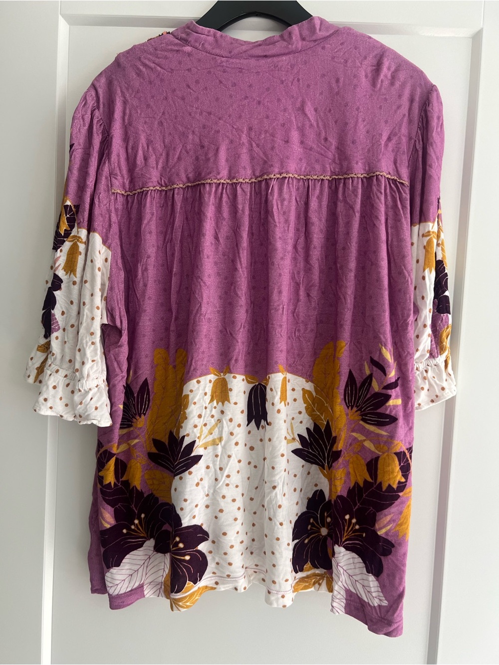 Anthropologie Lavender & Mustard Floral V-Neck Tunic - Picture 4 of 5